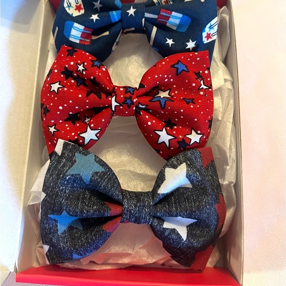 Set of 3 Hair Bows Girls Accessories Clips Fabric Toddlers July 4th Independence - Picture 5 of 5